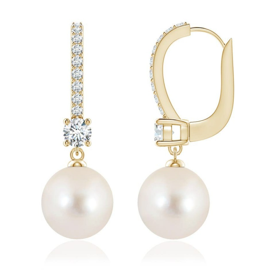 Earrings Angara Freshwater Pearl | Leverback Freshwater Pearl Drop Earrings