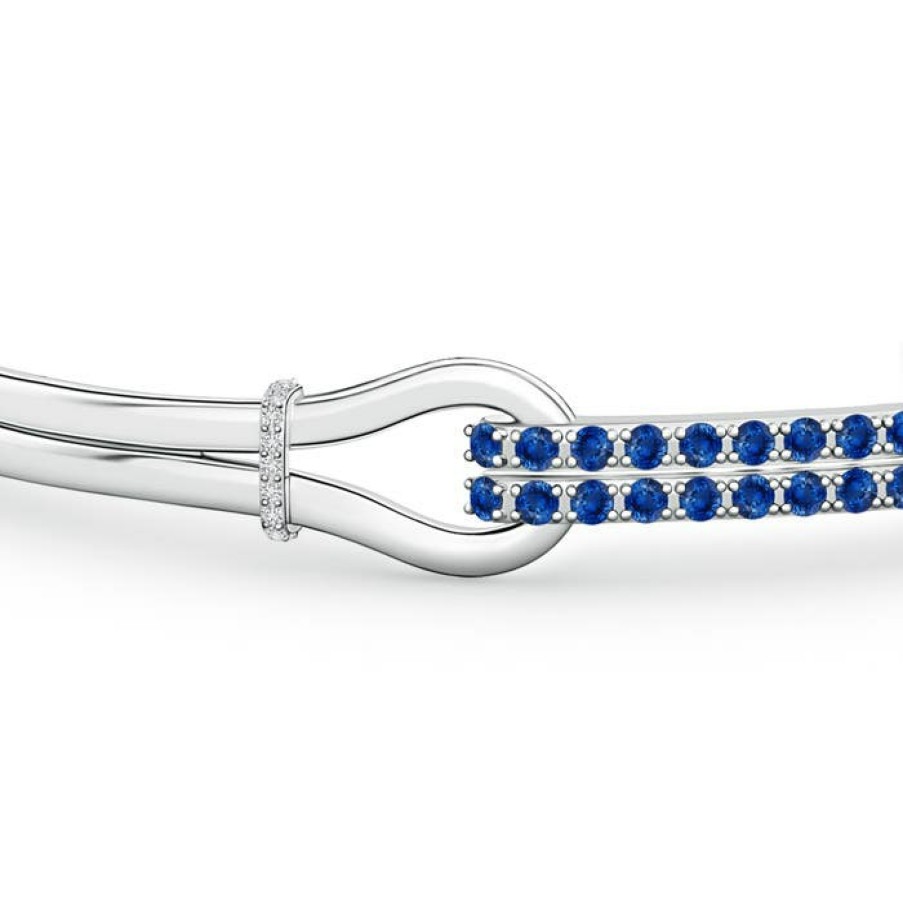 Bracelets Angara Blue Sapphire | Sapphire Encrusted Interlocking Love Knot Bracelet