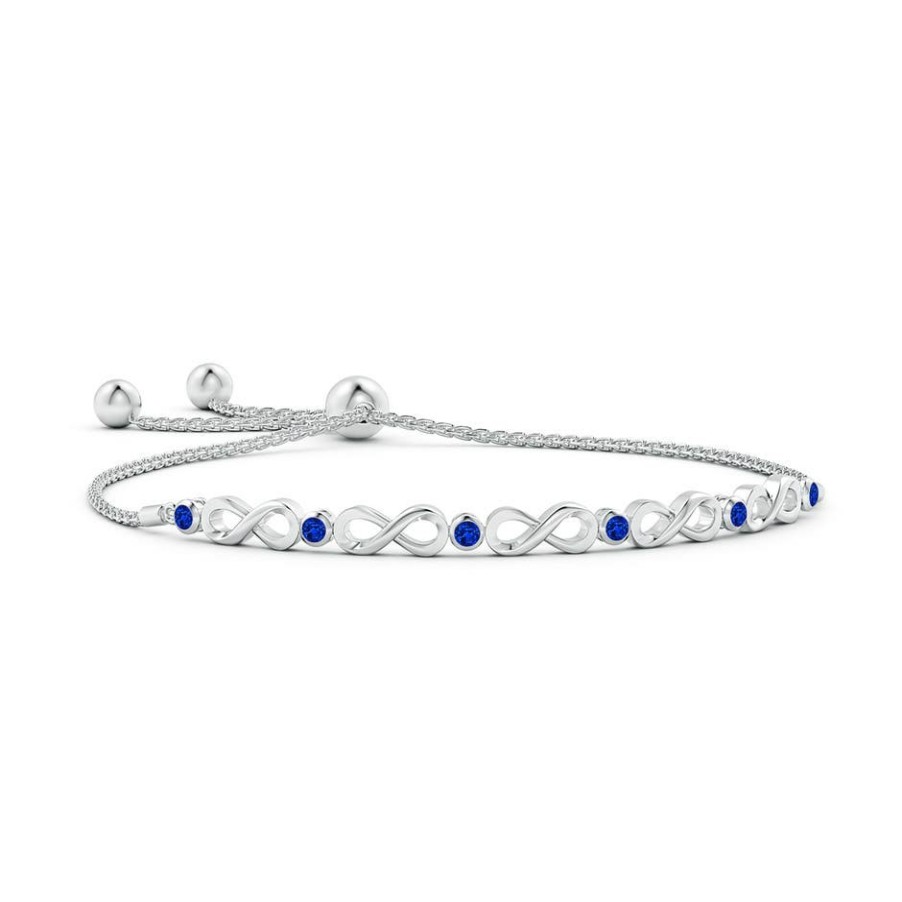 Bracelets Angara Blue Sapphire | Bezel-Set Sapphire Infinity Bolo Bracelet