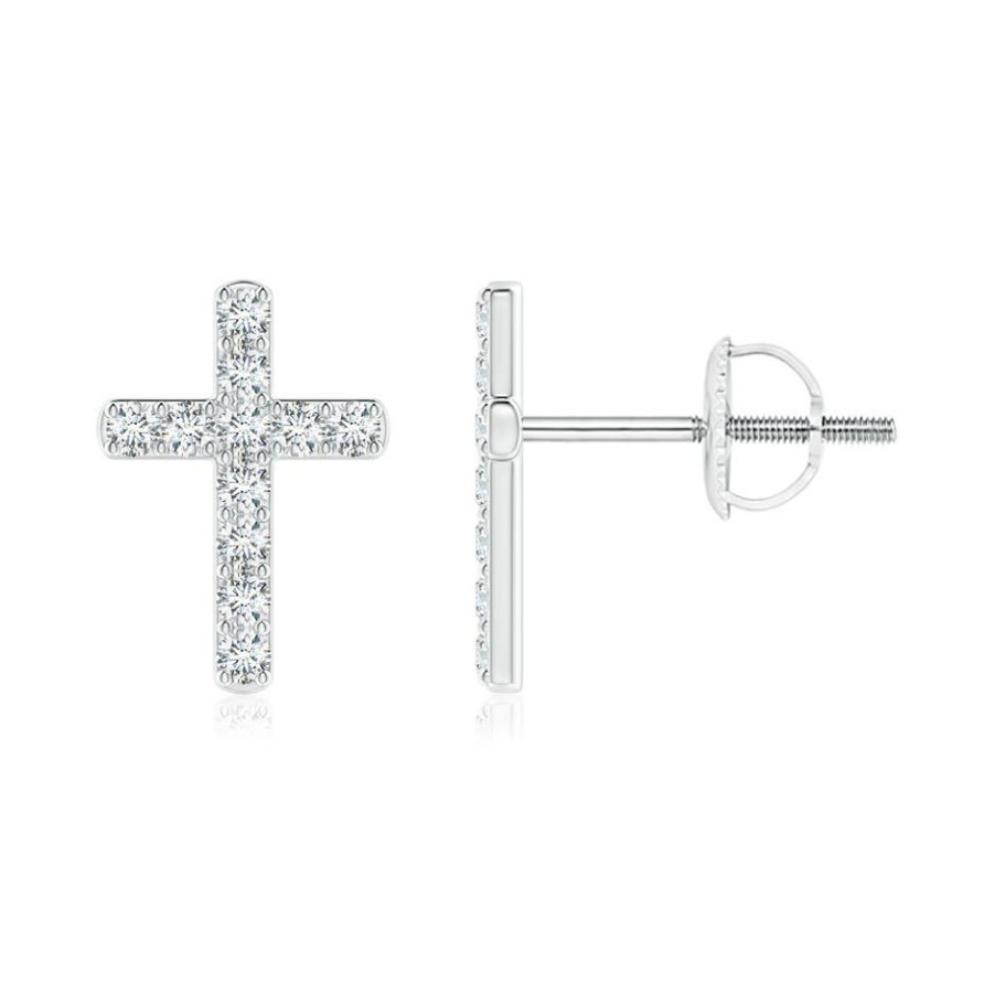 Earrings Angara Diamond | Diamond Cross Stud Earrings