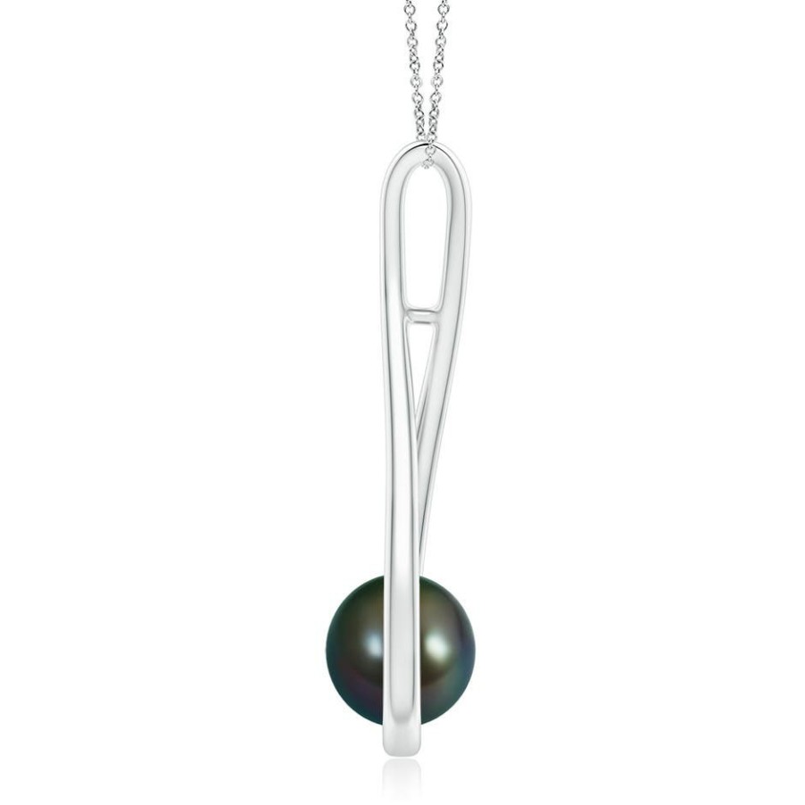 Necklaces Angara Tahitian Pearl | Solitaire Tahitian Pearl Cradle Pendant