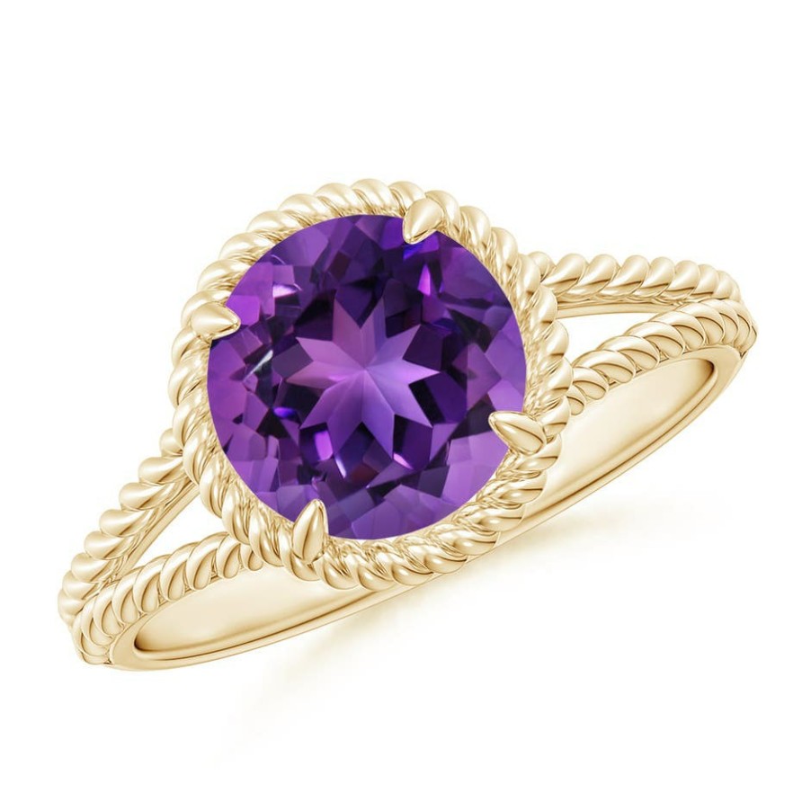 Rings Angara Amethyst | Amethyst Twist Rope Split Shank Ring