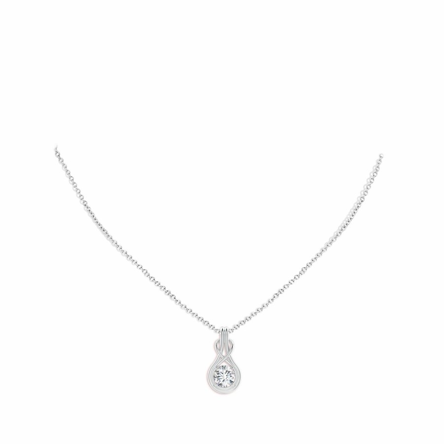 Necklaces Angara Diamond | Lab-Grown Round Diamond Solitaire Infinity Knot Pendant