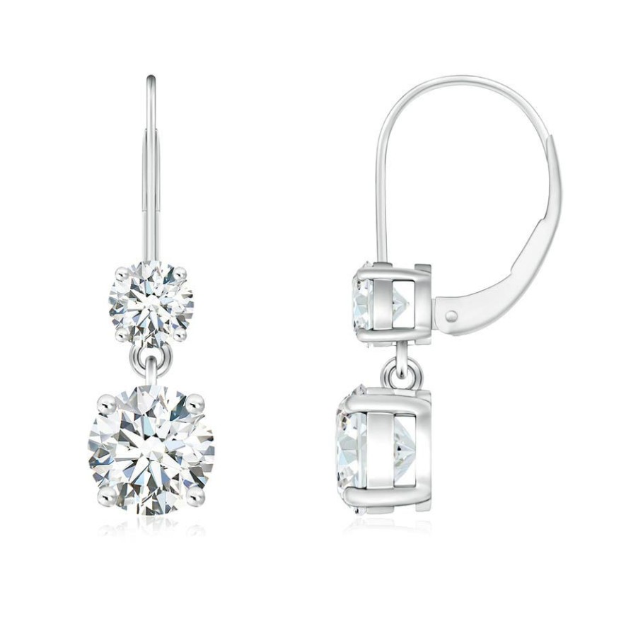 Earrings Angara Diamond | Lab-Grown Round Diamond Leverback Dangle Earrings