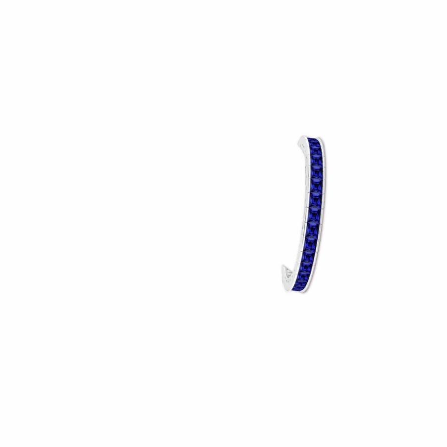 Bracelets Angara Blue Sapphire | Lab-Grown Channel-Set Square Sapphire Tennis Bracelet