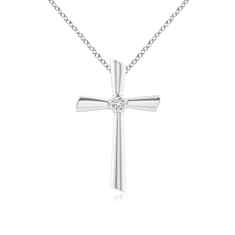 Necklaces Angara Diamond | Solitaire Diamond Cross Pendant