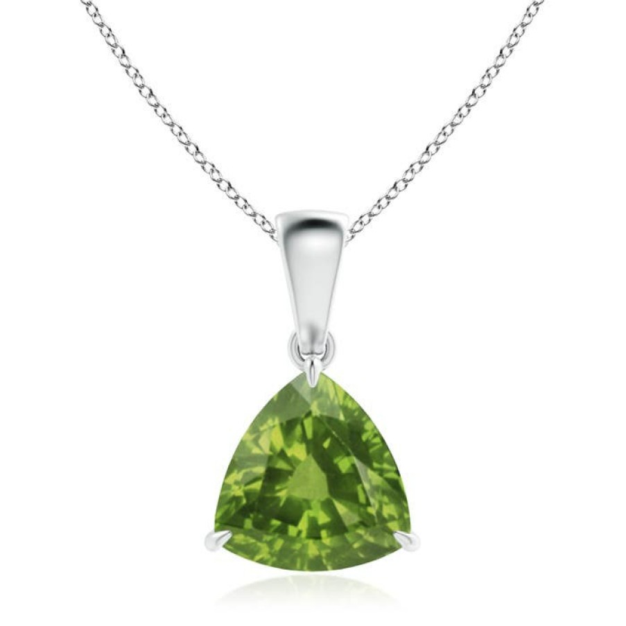 Necklaces Angara Peridot | Claw-Set Trillion Peridot Solitaire Pendant