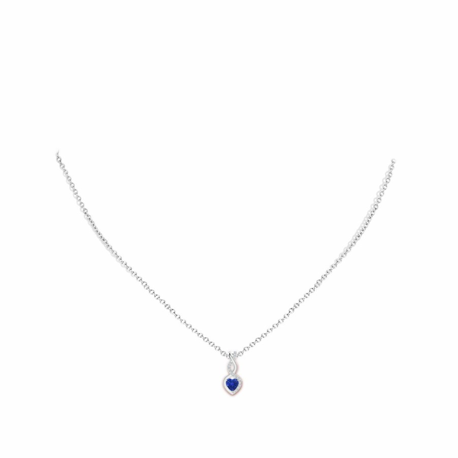 Necklaces Angara Blue Sapphire | Sapphire Infinity Heart Pendant With Diamonds