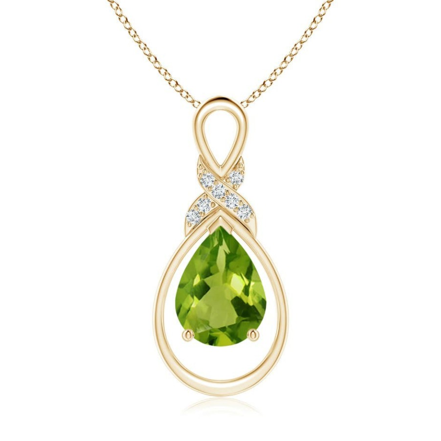 Necklaces Angara Peridot | Peridot Infinity Pendant With Diamond 'X' Motif