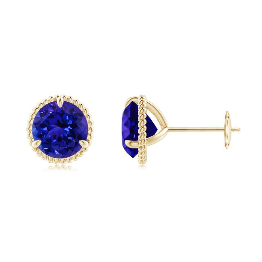 Earrings Angara Tanzanite | Rope Framed Claw-Set Tanzanite Martini Stud Earrings