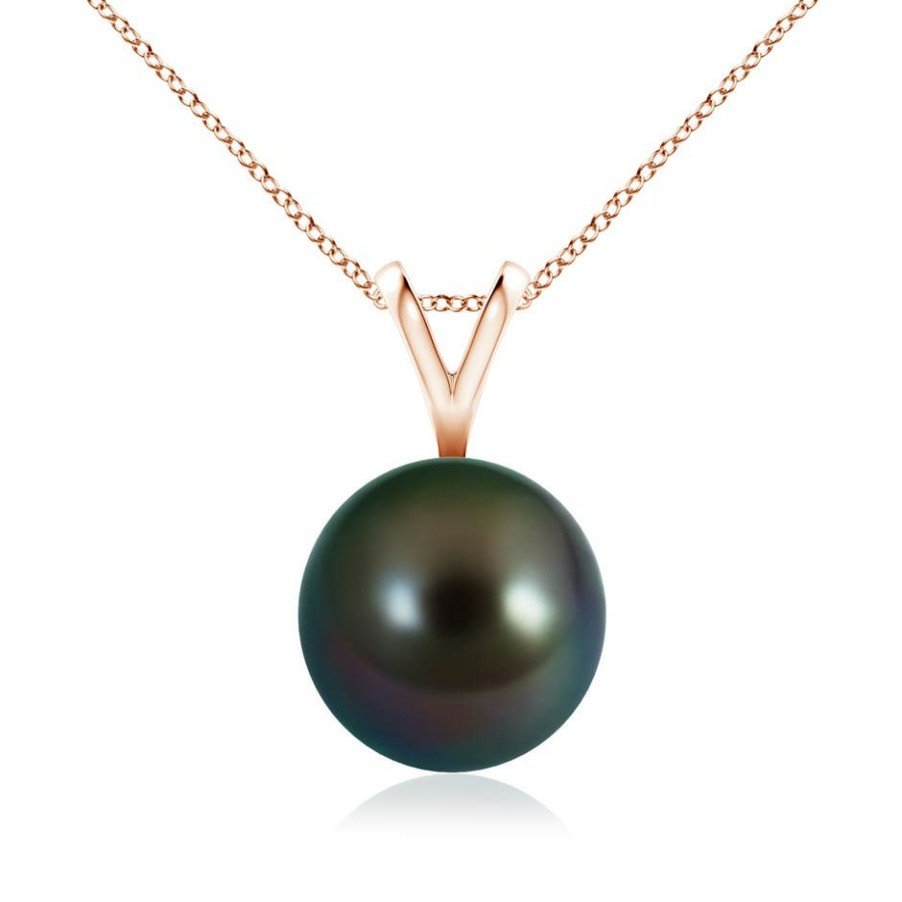 Necklaces Angara Tahitian Pearl | Tahitian Pearl Solitaire V-Bale Pendant