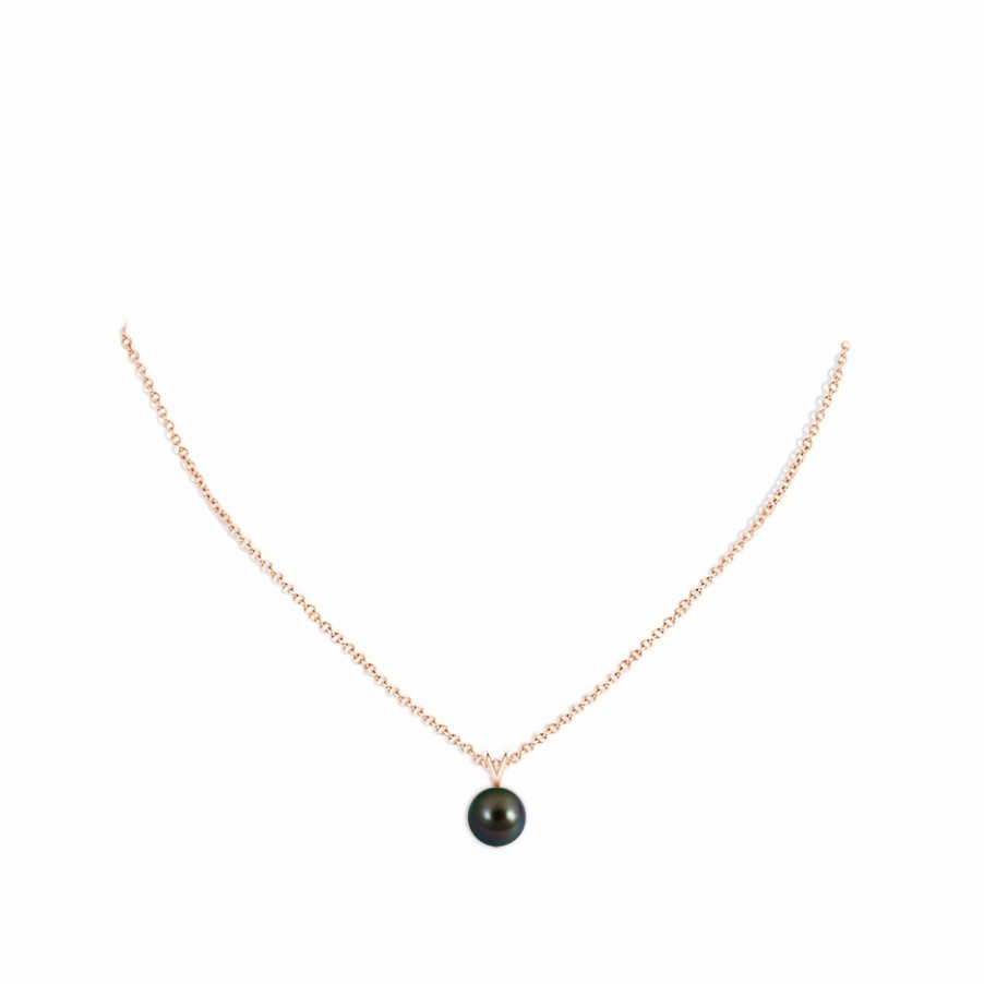 Necklaces Angara Tahitian Pearl | Tahitian Pearl Solitaire V-Bale Pendant