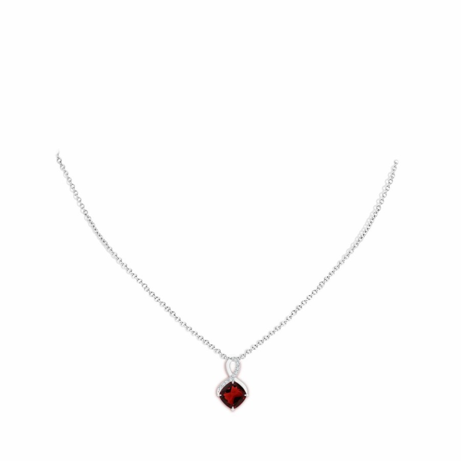 Necklaces Angara Garnet | Claw-Set Garnet Infinity Pendant With Diamonds