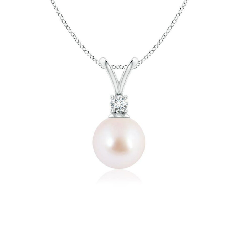 Necklaces Angara Akoya Pearl | Japanese Akoya Pearl V-Bale Pendant