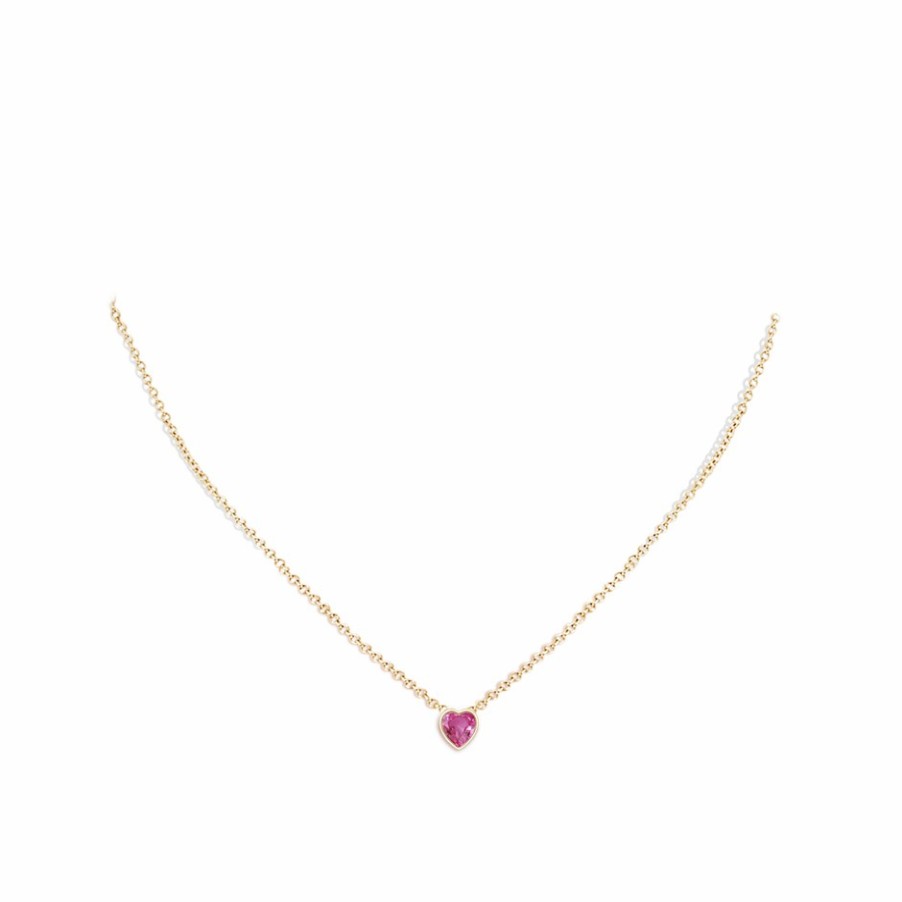 Necklaces Angara Pink Sapphire | Bezel-Set Solitaire Heart Pink Sapphire Pendant