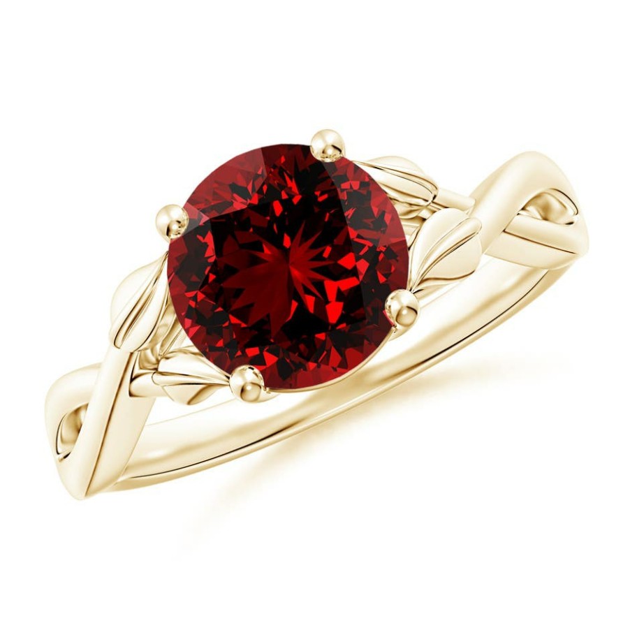 Rings Angara Ruby | Lab-Grown Nature Inspired Ruby Crossover Ring With Leaf Motifs