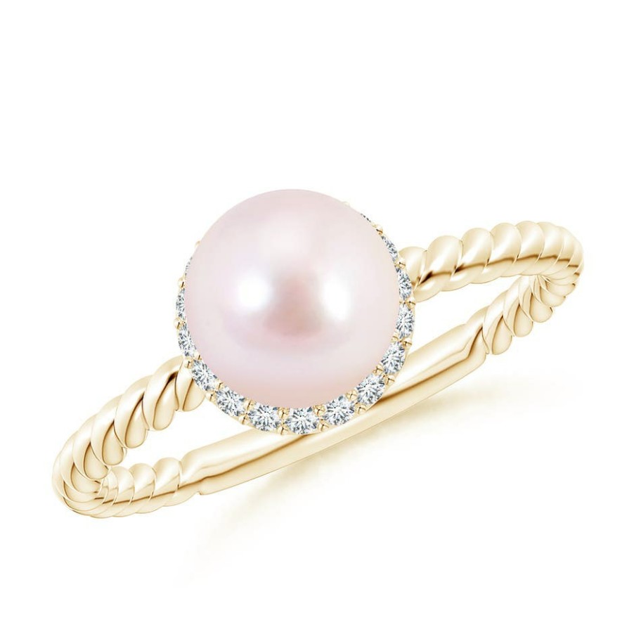 Rings Angara Akoya Pearl | Japanese Akoya Pearl Twisted Rope Shank Ring