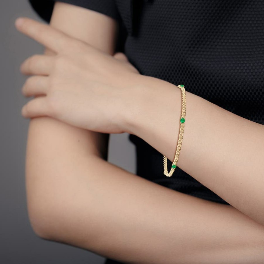 Bracelets Angara Emerald | Five Stone Emerald Station Bracelet