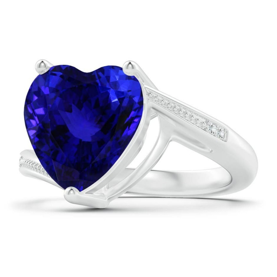 Rings Angara Tanzanite | Gia Certified Heart Tanzanite Solitaire Bypass Ring