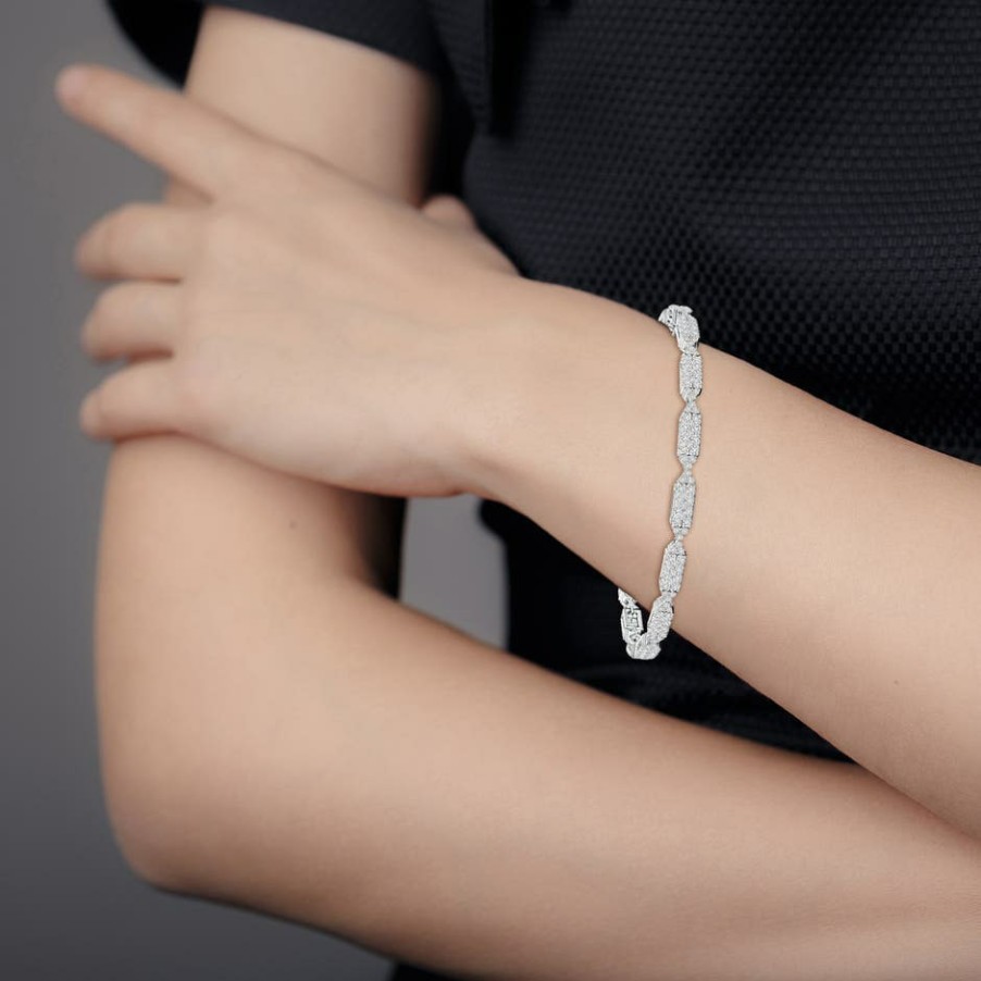 Bracelets Angara Diamond | Diamond Rectangular & Bow Tie Tennis Bracelet