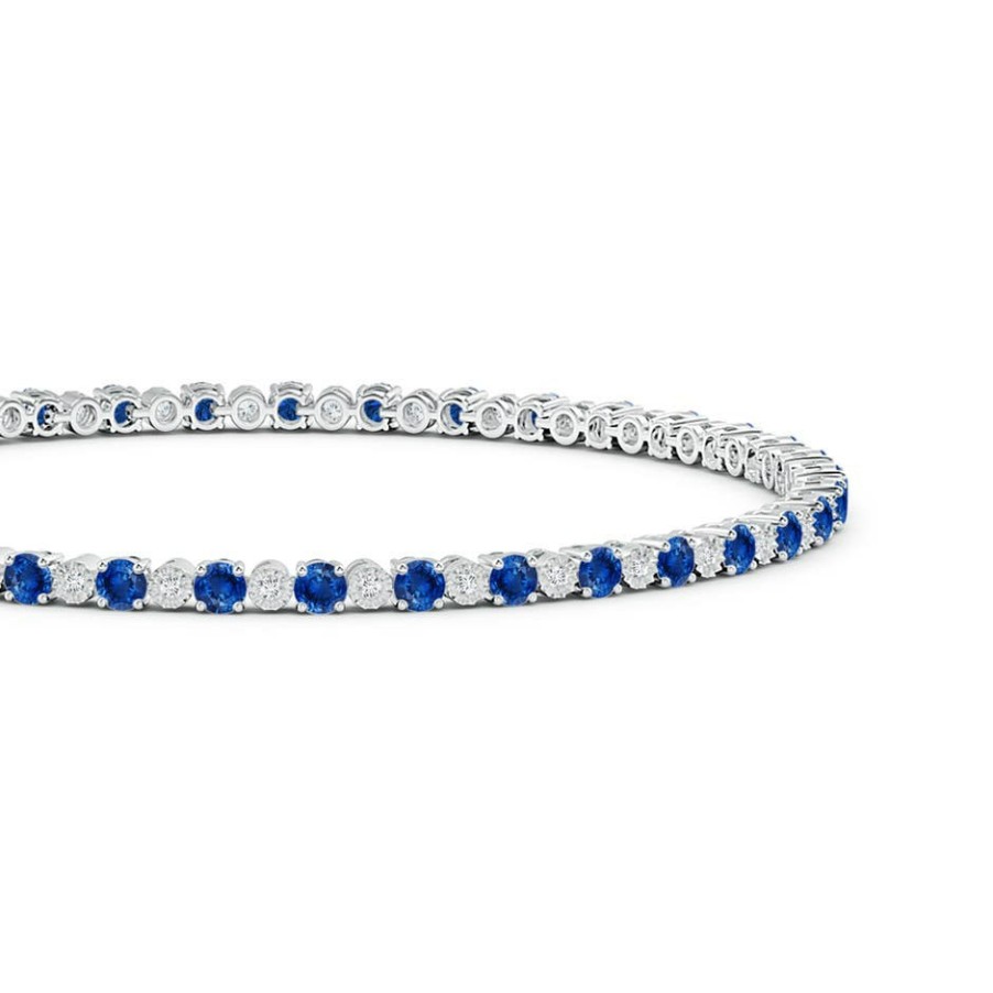 Bracelets Angara Blue Sapphire | Sapphire And Illusion Diamond Tennis Bracelet