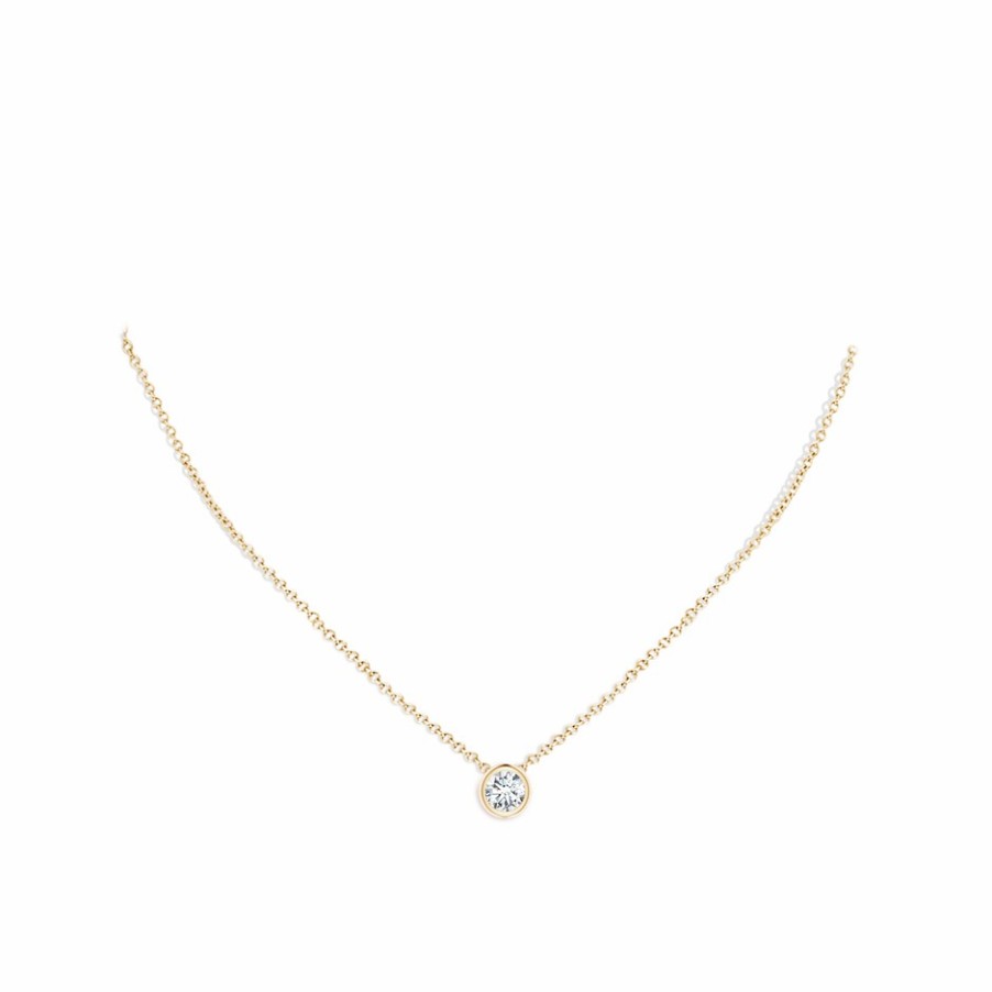 Necklaces Angara Diamond | Lab-Grown Bezel-Set Round Diamond Solitaire Pendant