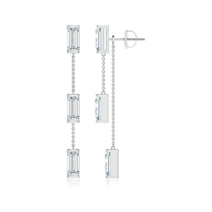 Earrings Angara Diamond | Natori X Angara Orient Express Lab-Grown Baguette Diamond Front-Back Chain Earrings