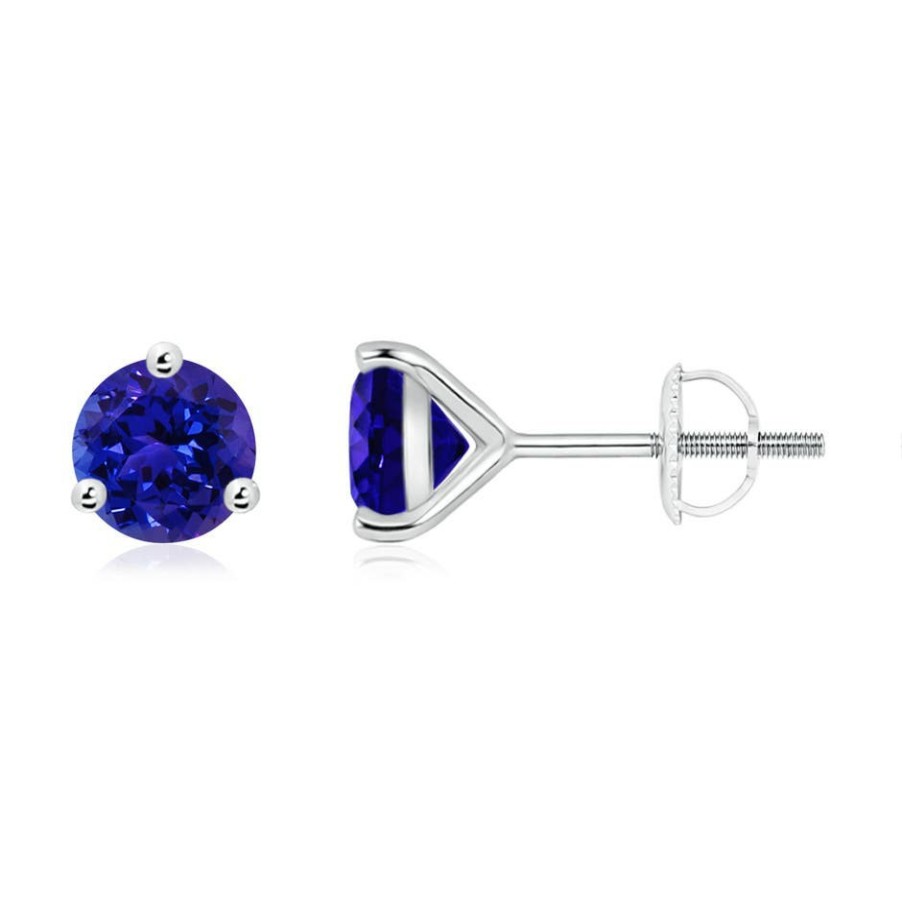 Earrings Angara Tanzanite | Martini-Set Round Tanzanite Stud Earrings