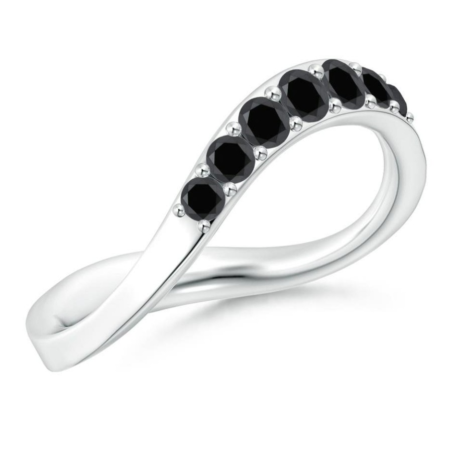 Rings Angara Enhanced Black | Natori X Angara Shangri-La - Brush Stroke Black Diamond Half Eternity Shangri-La Ring