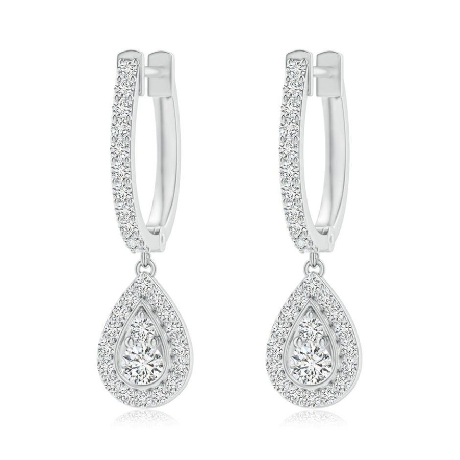 Earrings Angara Diamond | Diamond Teardrop Hoop Earrings