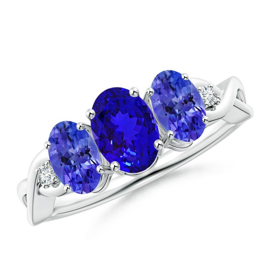 Rings Angara Tanzanite | Oval Tanzanite Three Stone Criss-Cross Ring