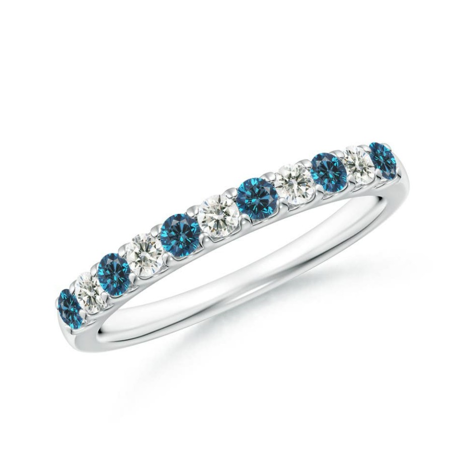 Rings Angara Enhanced Blue | Prong-Set White And Blue Diamond Half Eternity Ring