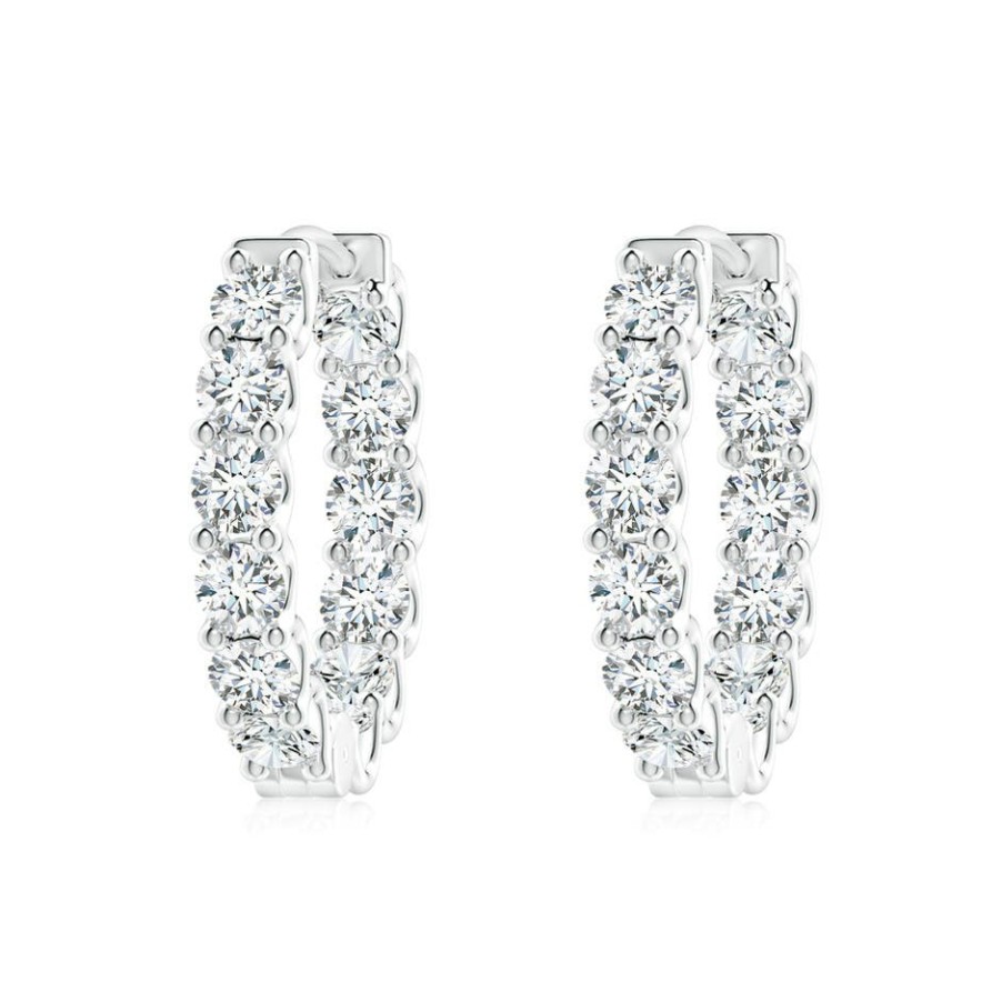 Earrings Angara Diamond | Lab-Grown Prong-Set Diamond Inside Out Hoop Earrings