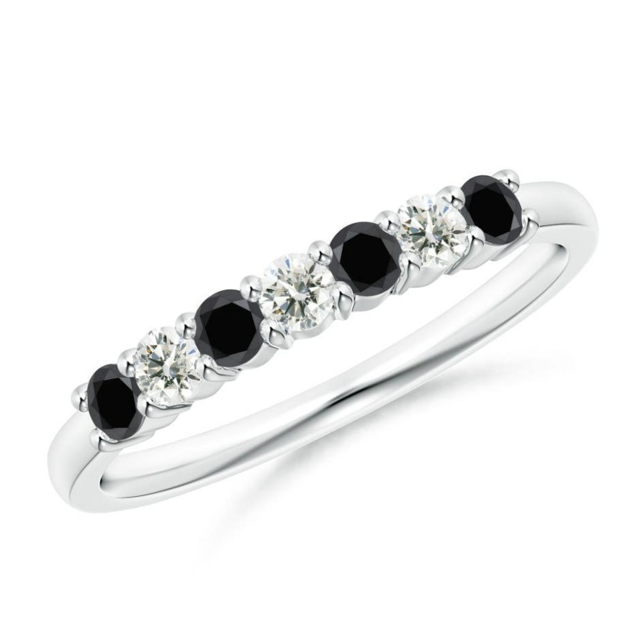 Rings Angara Enhanced Black | Seven Stone Black And White Diamond Wedding Ring