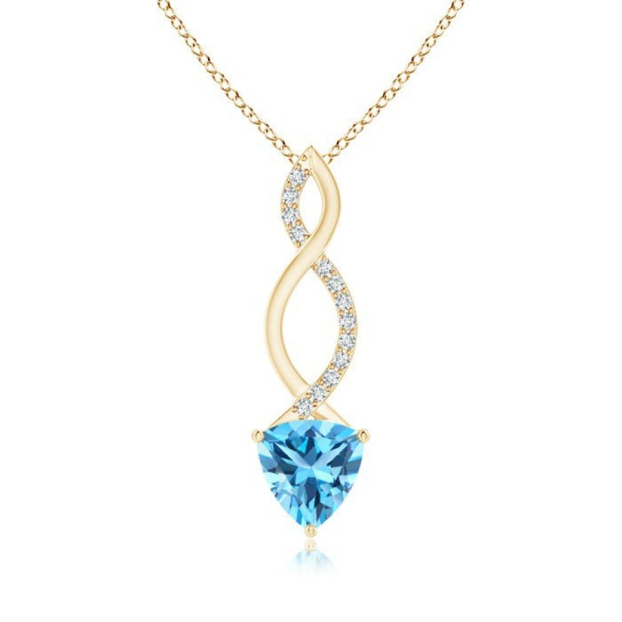 Necklaces Angara Swiss Blue Topaz | Trillion Swiss Blue Topaz Infinity Pendant With Diamonds