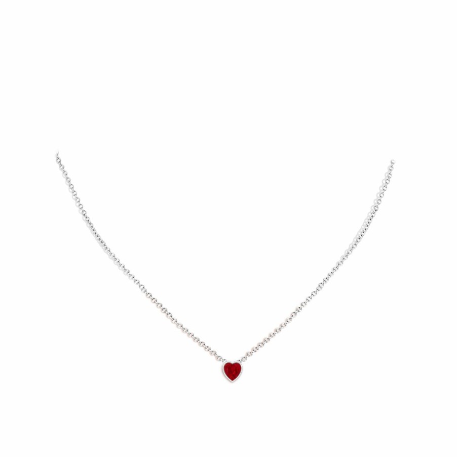 Necklaces Angara Ruby | Bezel-Set Solitaire Heart Ruby Pendant