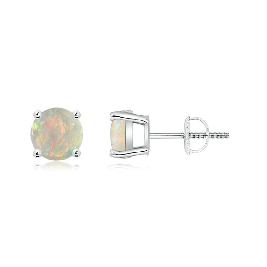 Earrings Angara Opal | Basket-Set Round Opal Studs