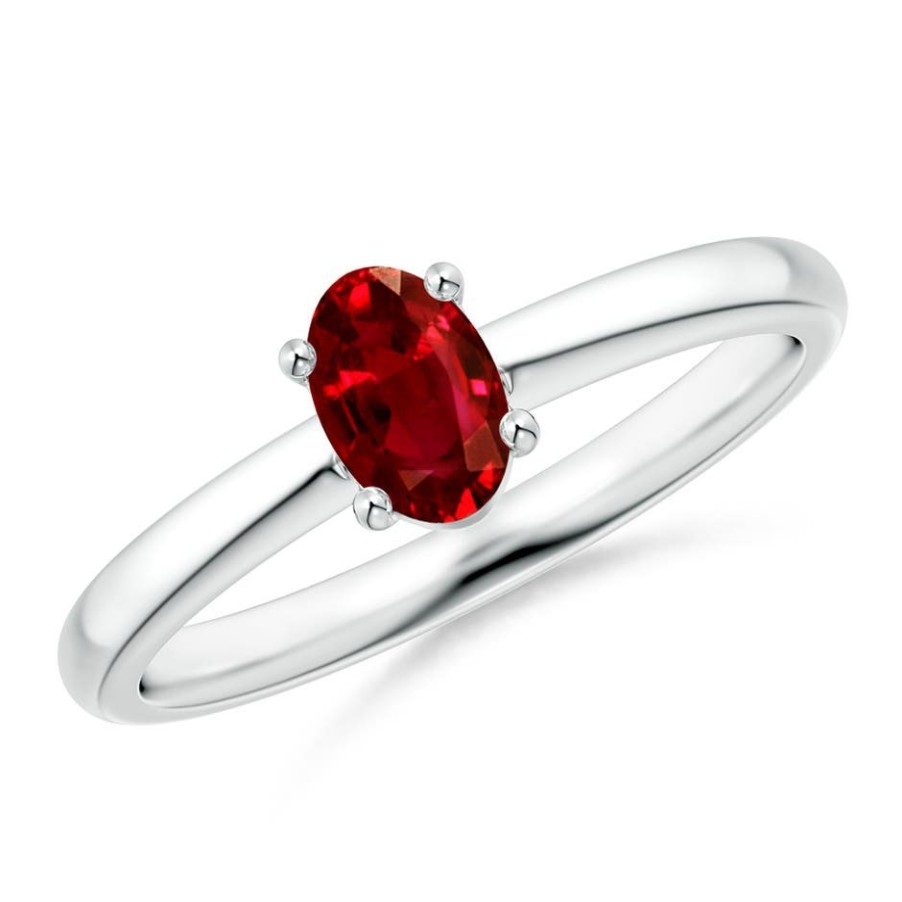 Rings Angara Ruby | Classic Solitaire Oval Ruby Promise Ring