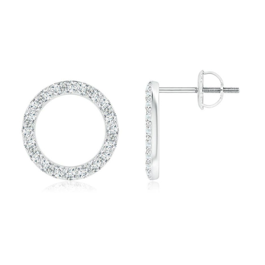 Earrings Angara Diamond | Diamond Open Circle Stud Earrings