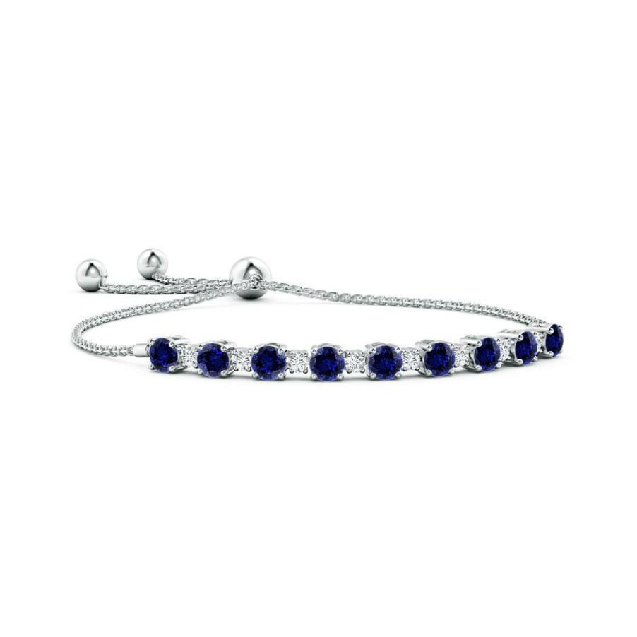 Bracelets Angara Blue Sapphire | Lab-Grown Sapphire And Lab Diamond Tennis Bolo Bracelet