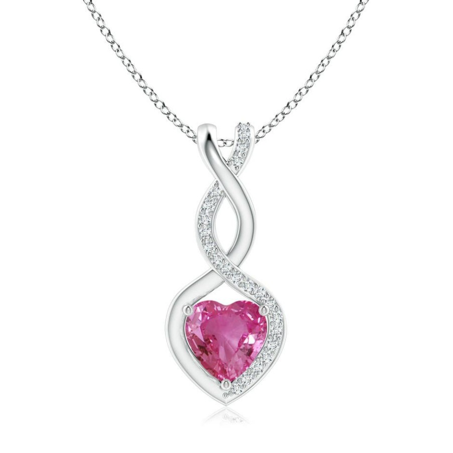 Necklaces Angara Pink Sapphire | Pink Sapphire Infinity Heart Pendant With Diamonds