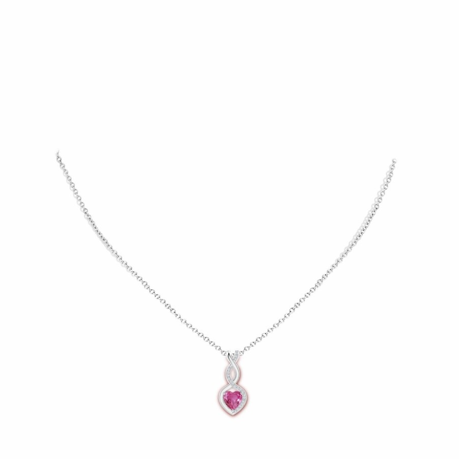 Necklaces Angara Pink Sapphire | Pink Sapphire Infinity Heart Pendant With Diamonds