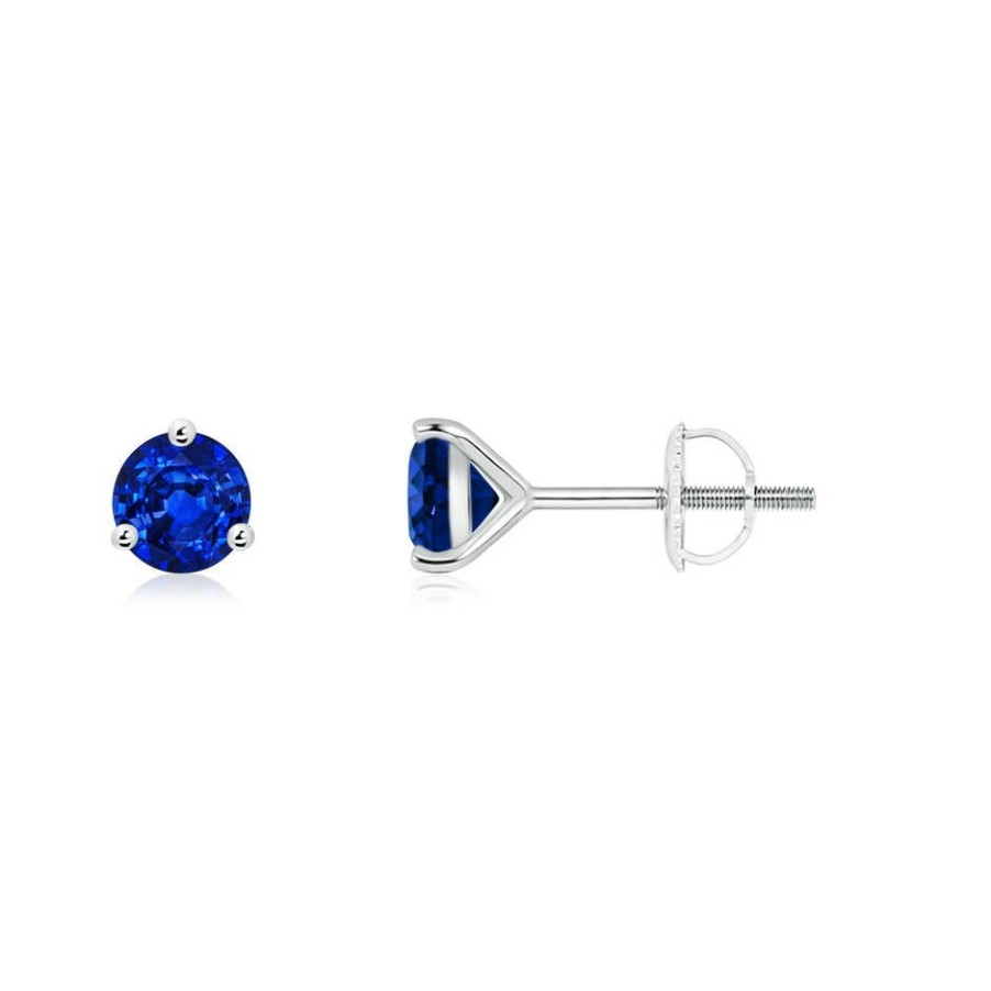 Earrings Angara Blue Sapphire | Martini-Set Round Blue Sapphire Stud Earrings