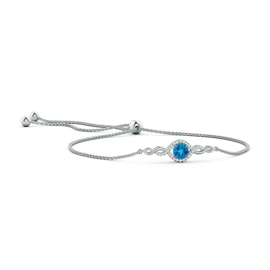 Bracelets Angara Swiss Blue Topaz | Round Swiss Blue Topaz Infinity Bolo Bracelet