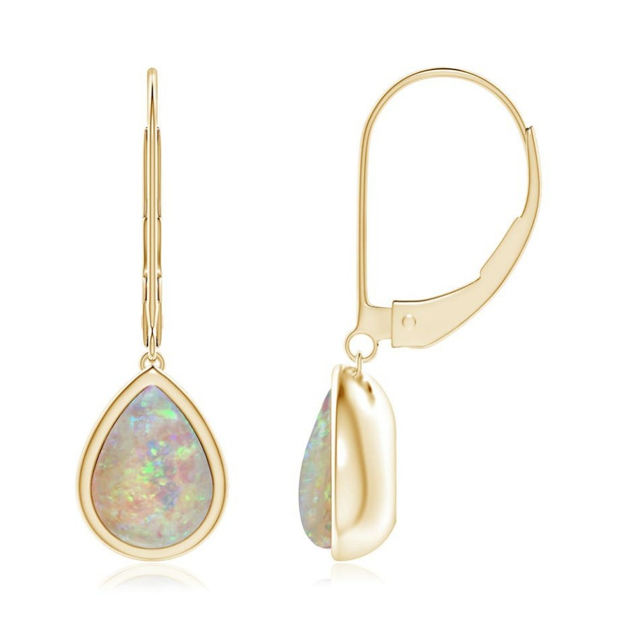 Earrings Angara Opal | Pear-Shaped Opal Solitaire Drop Earrings