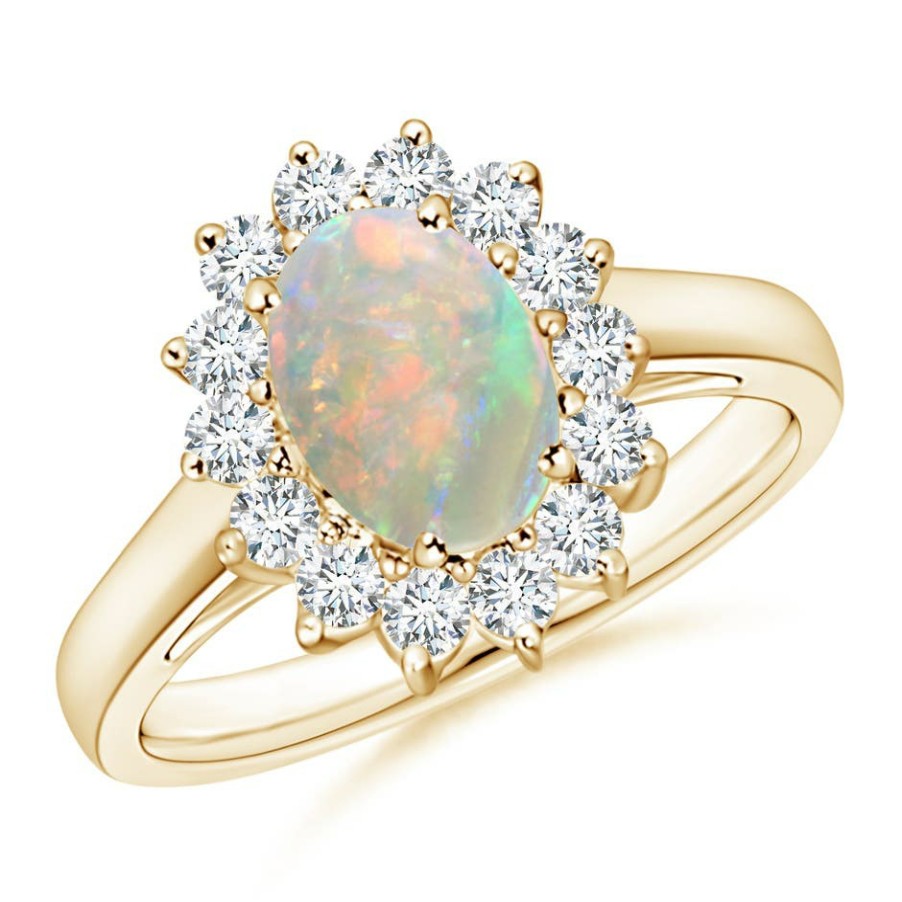 Rings Angara Opal | Princess Diana Inspired Opal Ring With Diamond Halo