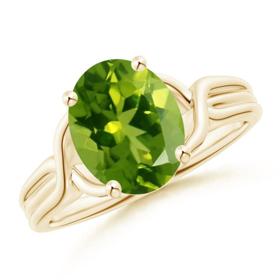 Rings Angara Peridot | Classic Oval Peridot Criss-Cross Cocktail Ring