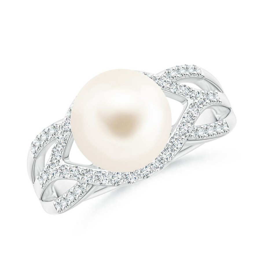 Rings Angara Freshwater Pearl | Freshwater Pearl Criss-Cross Shank Ring