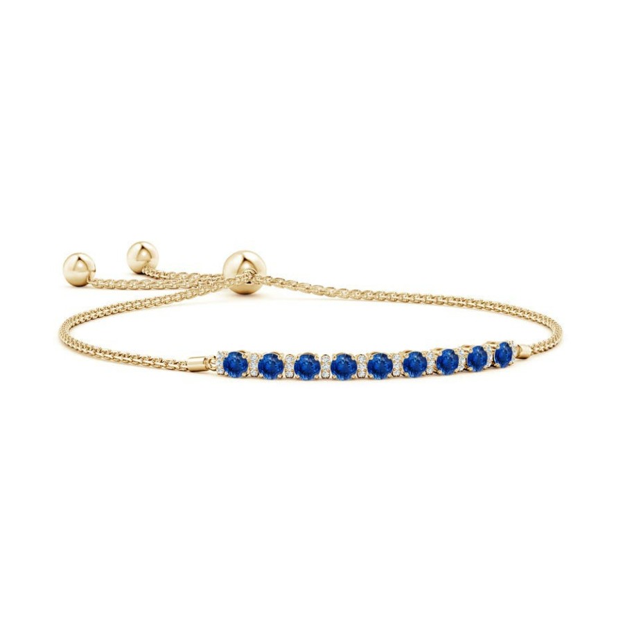 Bracelets Angara Blue Sapphire | Sapphire Bolo Bracelet With Diamond Accents