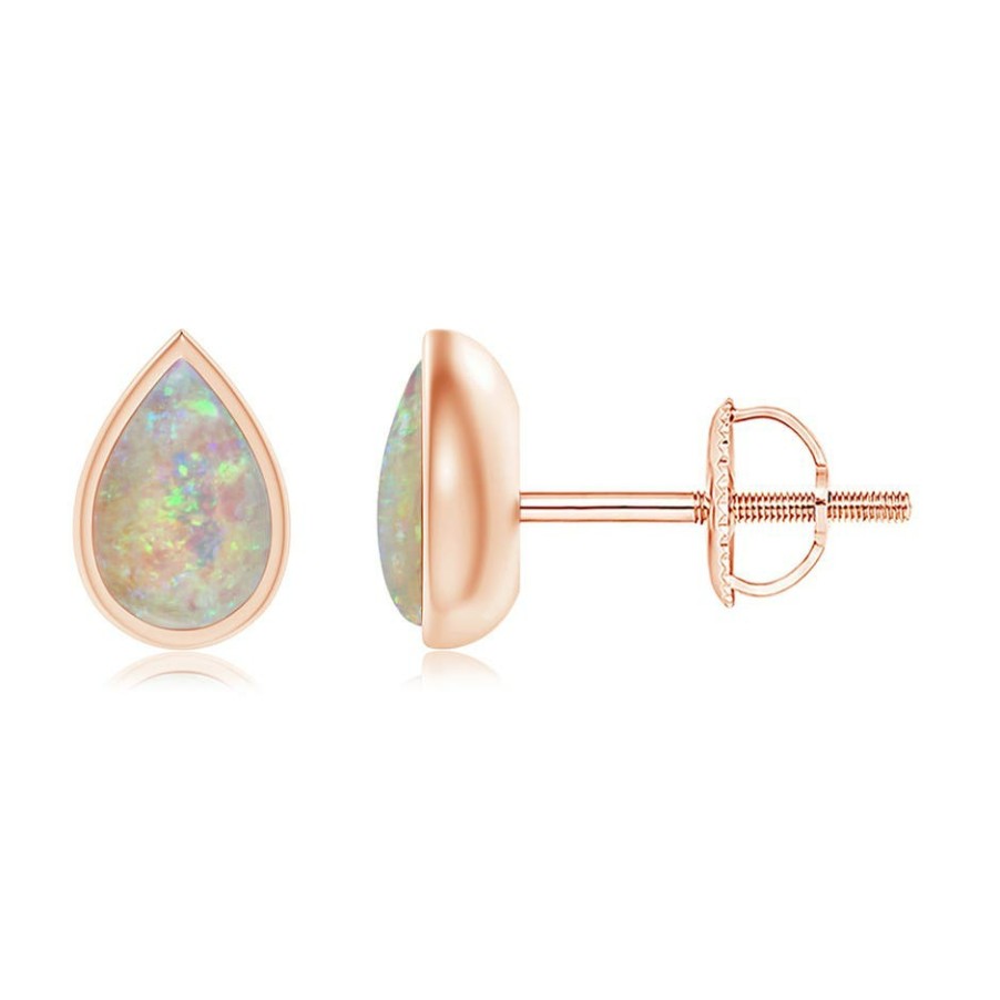 Earrings Angara Opal | Pear-Shaped Opal Solitaire Stud Earrings